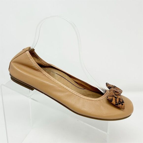 Vionic Spark Zelda Women's Slip On Ballet Flats Tan Snake Print Size 8 Bow Toe - Picture 1 of 12